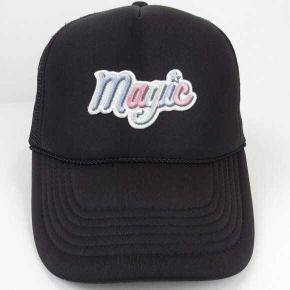 Accessories - Magic Embroidered Woman's Hat Black Rope Trucker Foam Cap